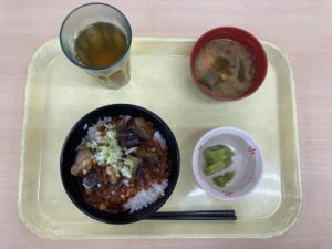 赤辛麻婆なす丼